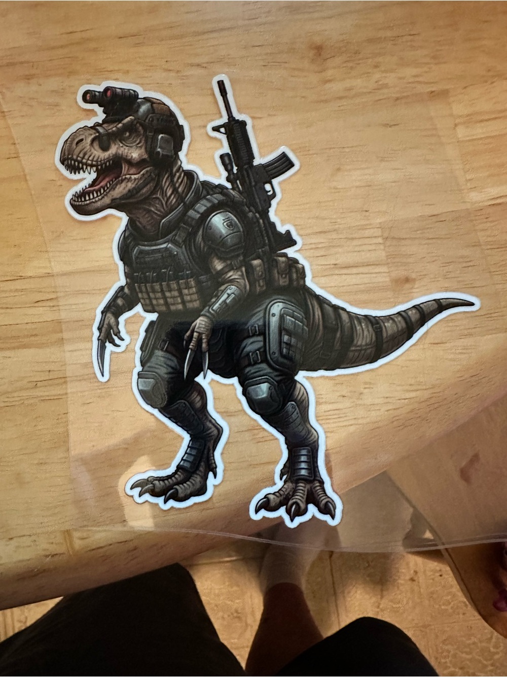 Armored T-Rex Vinyl Sticker for Reptile Habitats - Olive Green